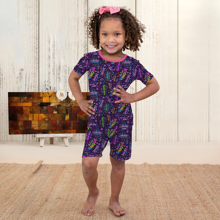 Rainbow Affirmations Two Piece Short Sleeve Shorts Pajama Set , Rainbow Affirmations Two Piece Short Sleeve Shorts Pajama Set - 12-18M