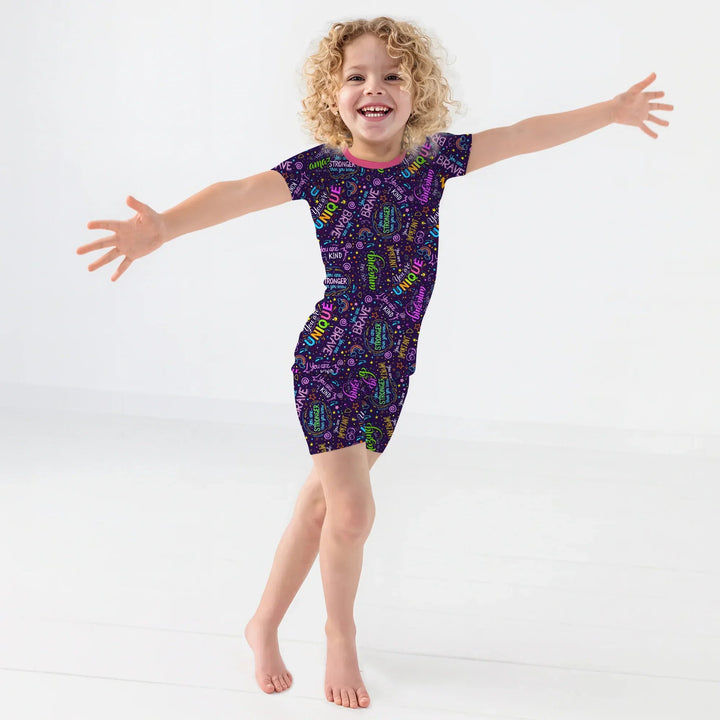 Rainbow Affirmations Two Piece Short Sleeve Shorts Pajama Set , Rainbow Affirmations Two Piece Short Sleeve Shorts Pajama Set - 12-18M