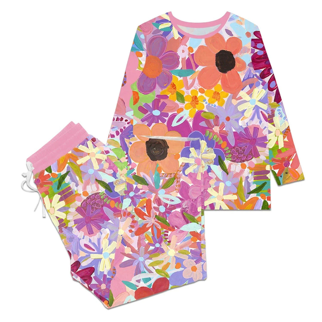 Rainbow Blooms Women Pajama Set , Rainbow Blooms Women Pajama Set - S