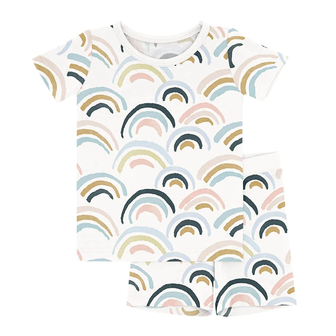 Rainbows Two Piece Short Sleeve Shorts Pajama Set - Zumbamboo