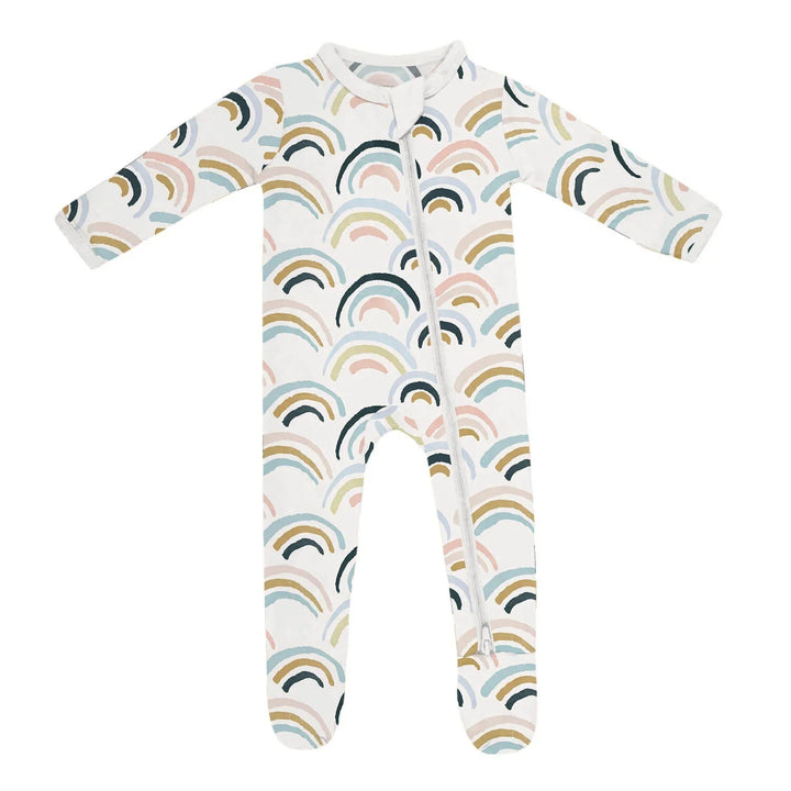 Rainbows Zippered Footie Romper , Rainbows Zippered Footie Romper - Newborn