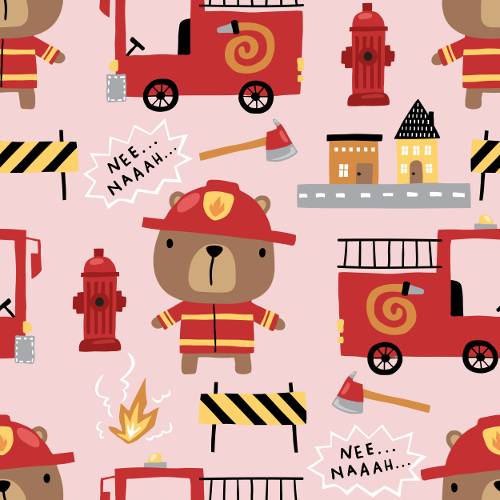 Firefighter Bears Convertible Zippered Romper