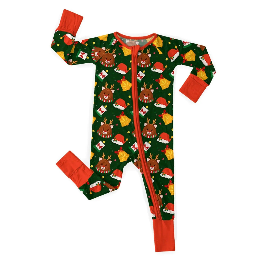 Reindeer And Bell Convertible Zippered Romper - Zumbamboo