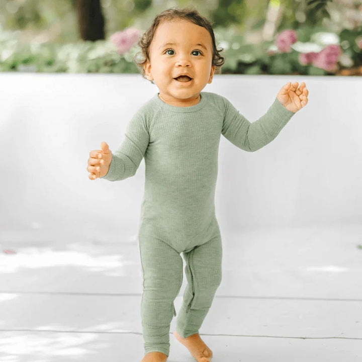 Ribbed Crescent Zippered Romper - Zumbamboo