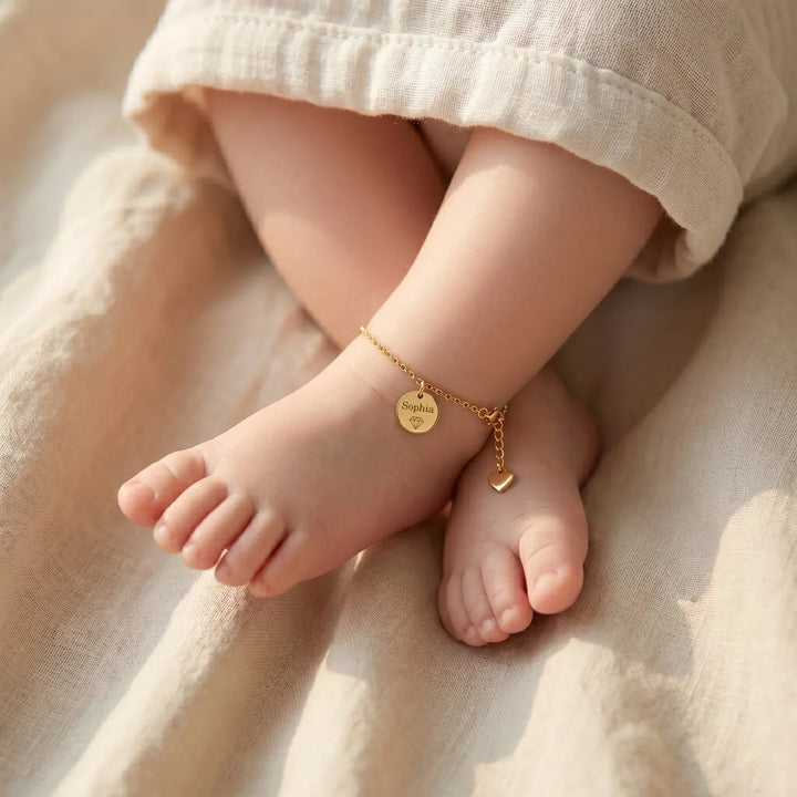 The Signature Disc: Personalized Baby Anklet