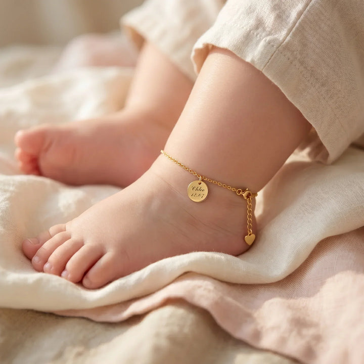 The Signature Disc: Personalized Baby Anklet