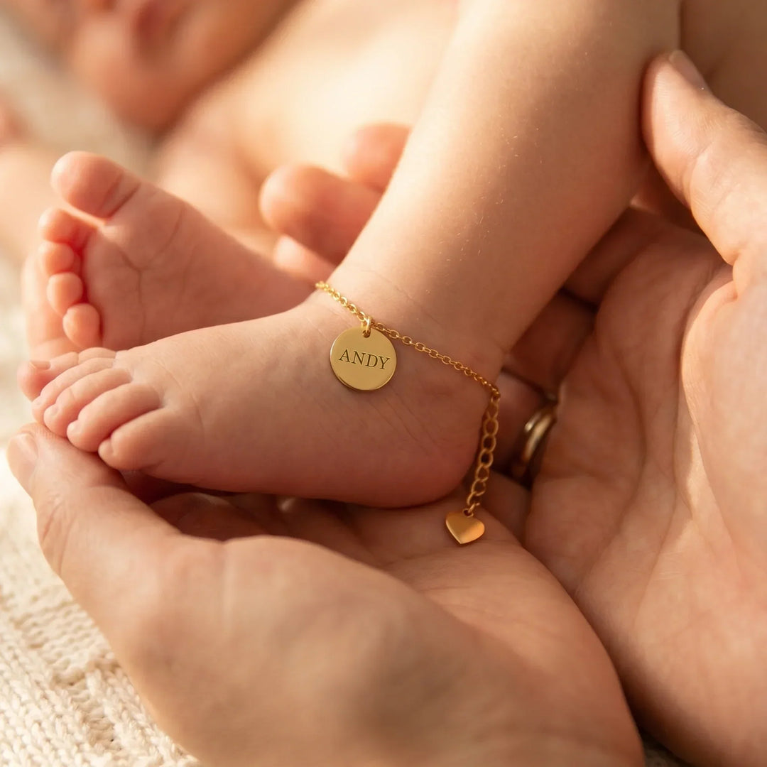 The Signature Disc: Personalized Baby Anklet