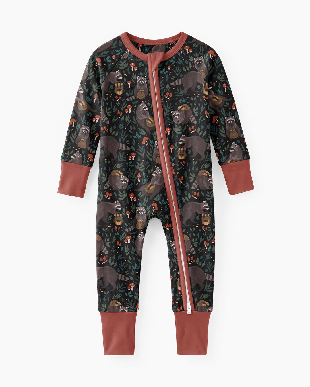 Raccoon And Whimsical Mushroom Bamboo Convertible Zippy