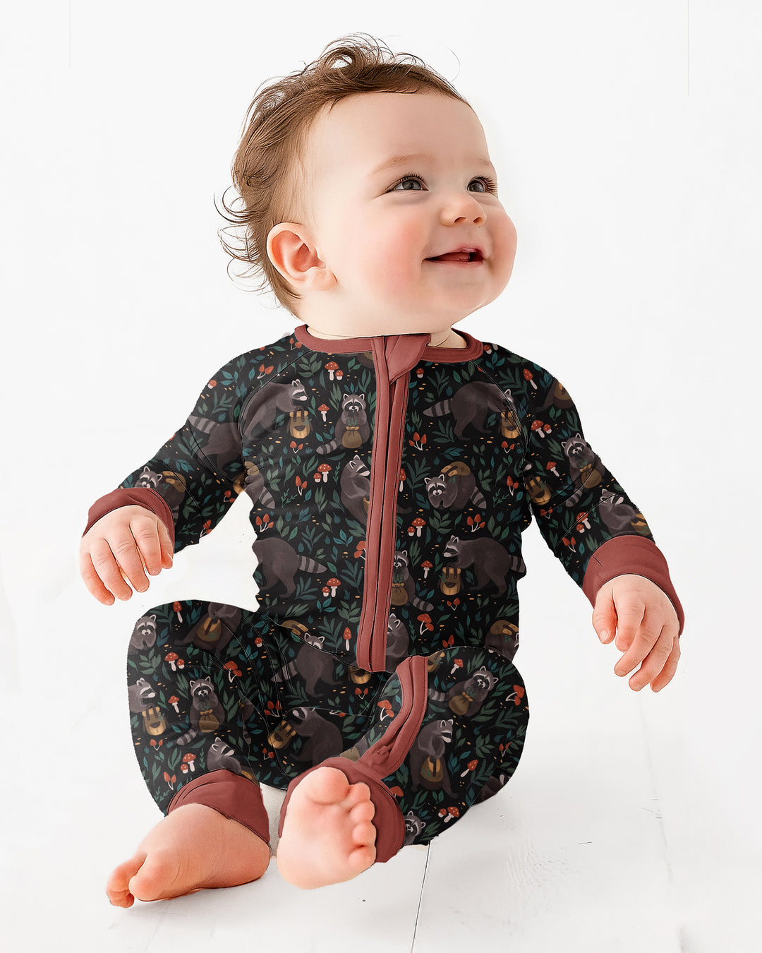 Raccoon And Whimsical Mushroom Bamboo Convertible Zippy