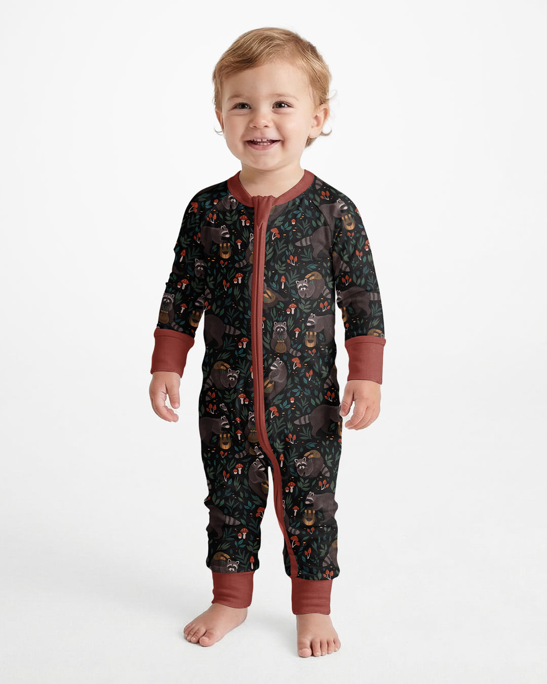 Raccoon And Whimsical Mushroom Bamboo Convertible Zippy
