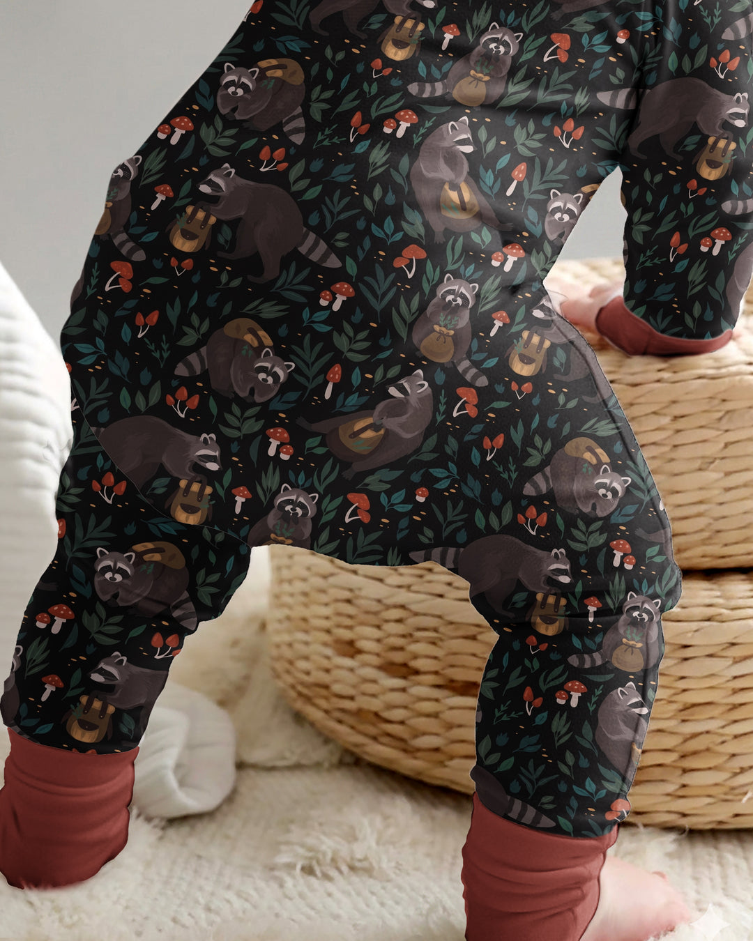 Raccoon And Whimsical Mushroom Bamboo Convertible Zippy