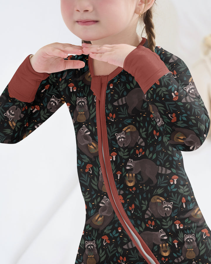 Raccoon And Whimsical Mushroom Bamboo Convertible Zippy