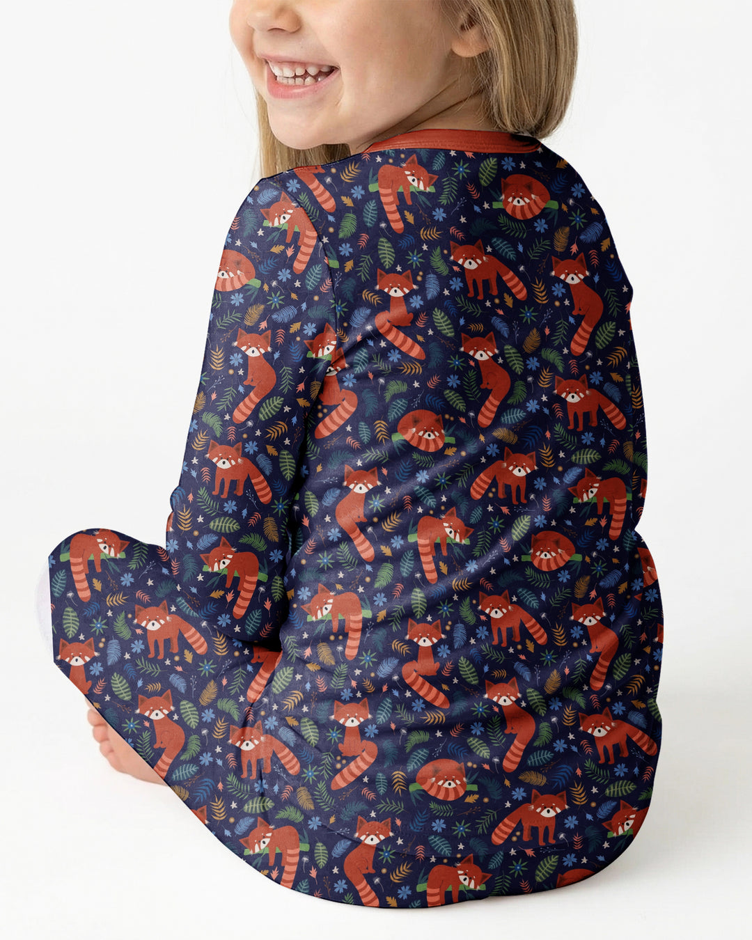 Tossed Red Panda Bamboo Two Piece Long Sleeve Pajama Set