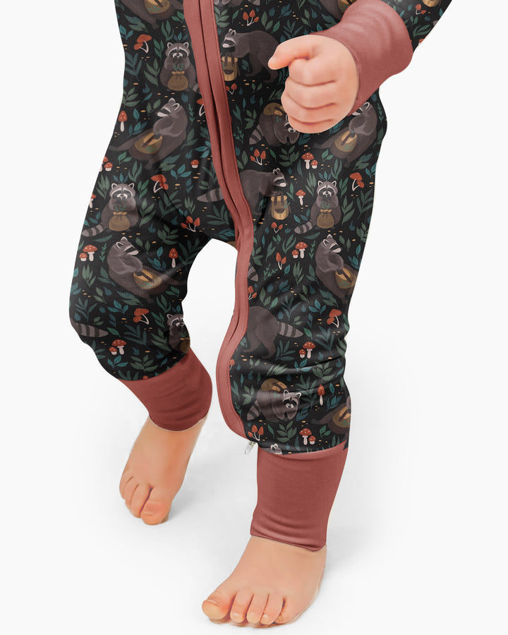 Raccoon And Whimsical Mushroom Bamboo Convertible Zippy