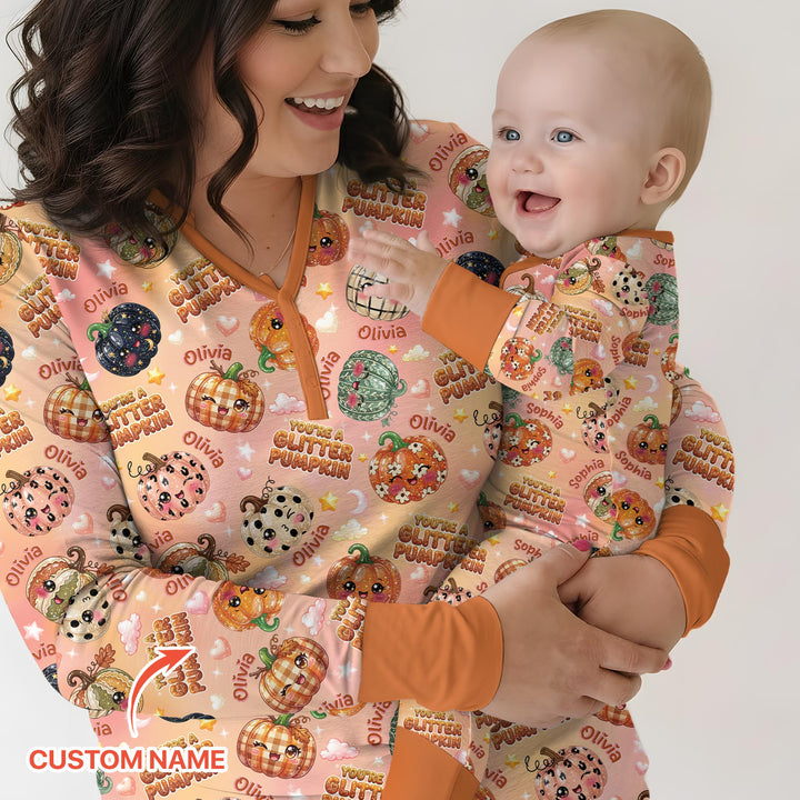 Custom Name You're A Glitter Pumpkin Bamboo Convertible Zippy