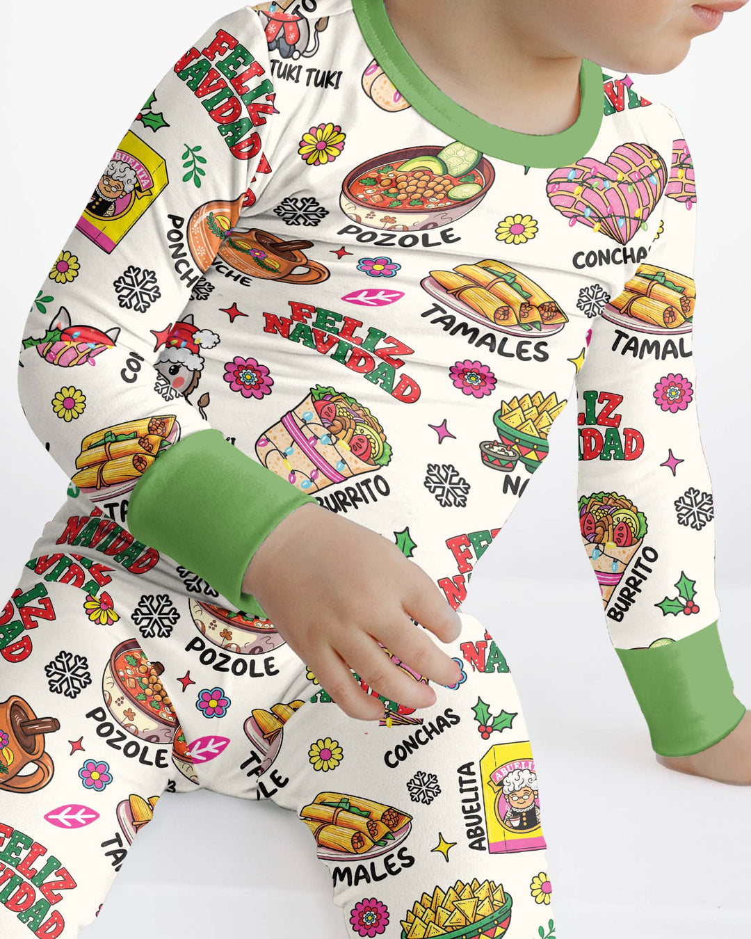 Mexican Christmas Feliz Navidad Bamboo Two Piece Long Sleeve Pajama Set