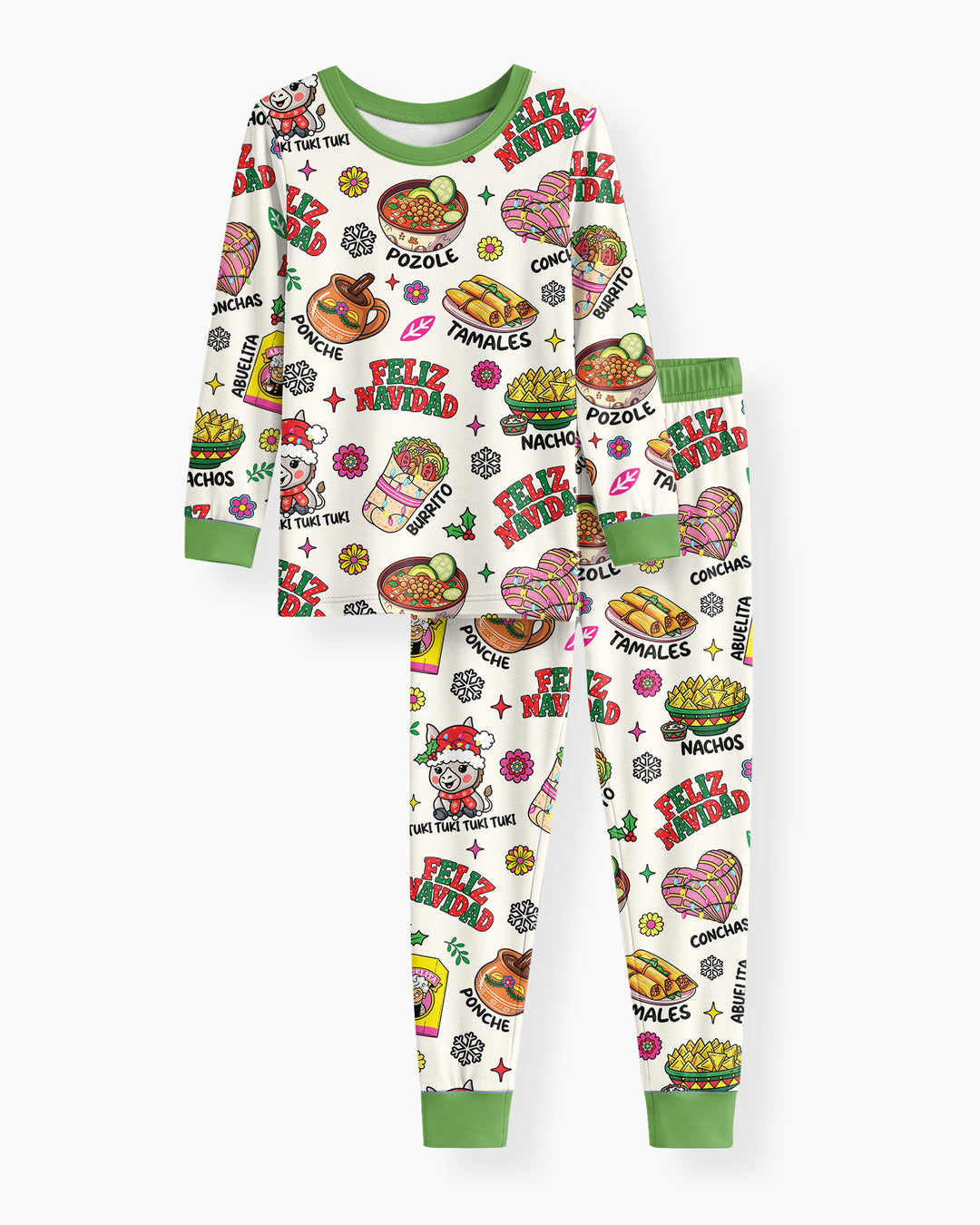 Mexican Christmas Feliz Navidad Bamboo Two Piece Long Sleeve Pajama Set