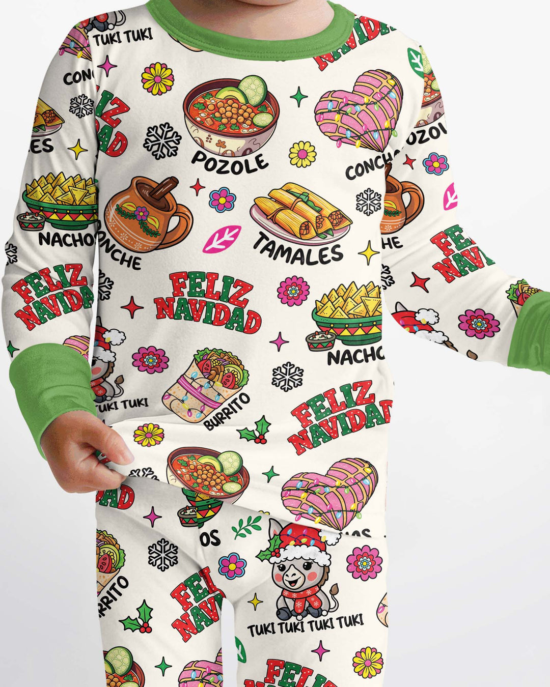 Mexican Christmas Feliz Navidad Bamboo Two Piece Long Sleeve Pajama Set