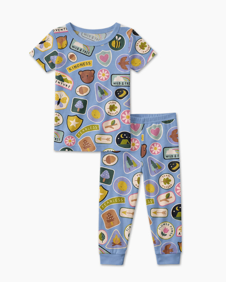 Conjunto de pijama de dos piezas de manga corta de bambú