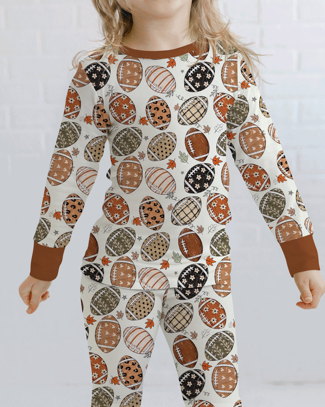 Boho Football Bamboo Two Piece Long Sleeve Pajama Set