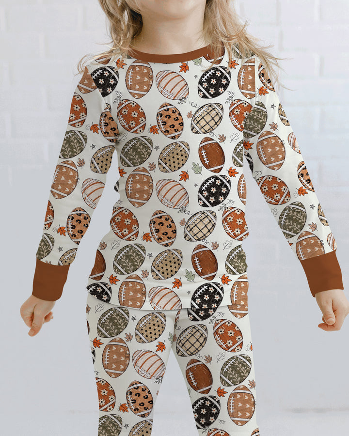 Boho Football Bamboo Two Piece Long Sleeve Pajama Set