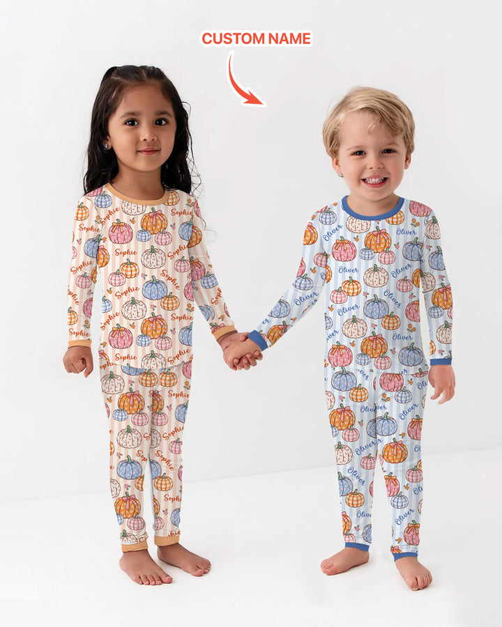 Conjunto de pijama de dos piezas de bambú con mangas largas, plantilla PERSONALIZADA