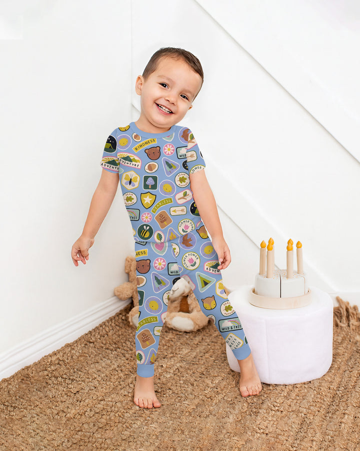 Conjunto de pijama de dos piezas de manga corta de bambú