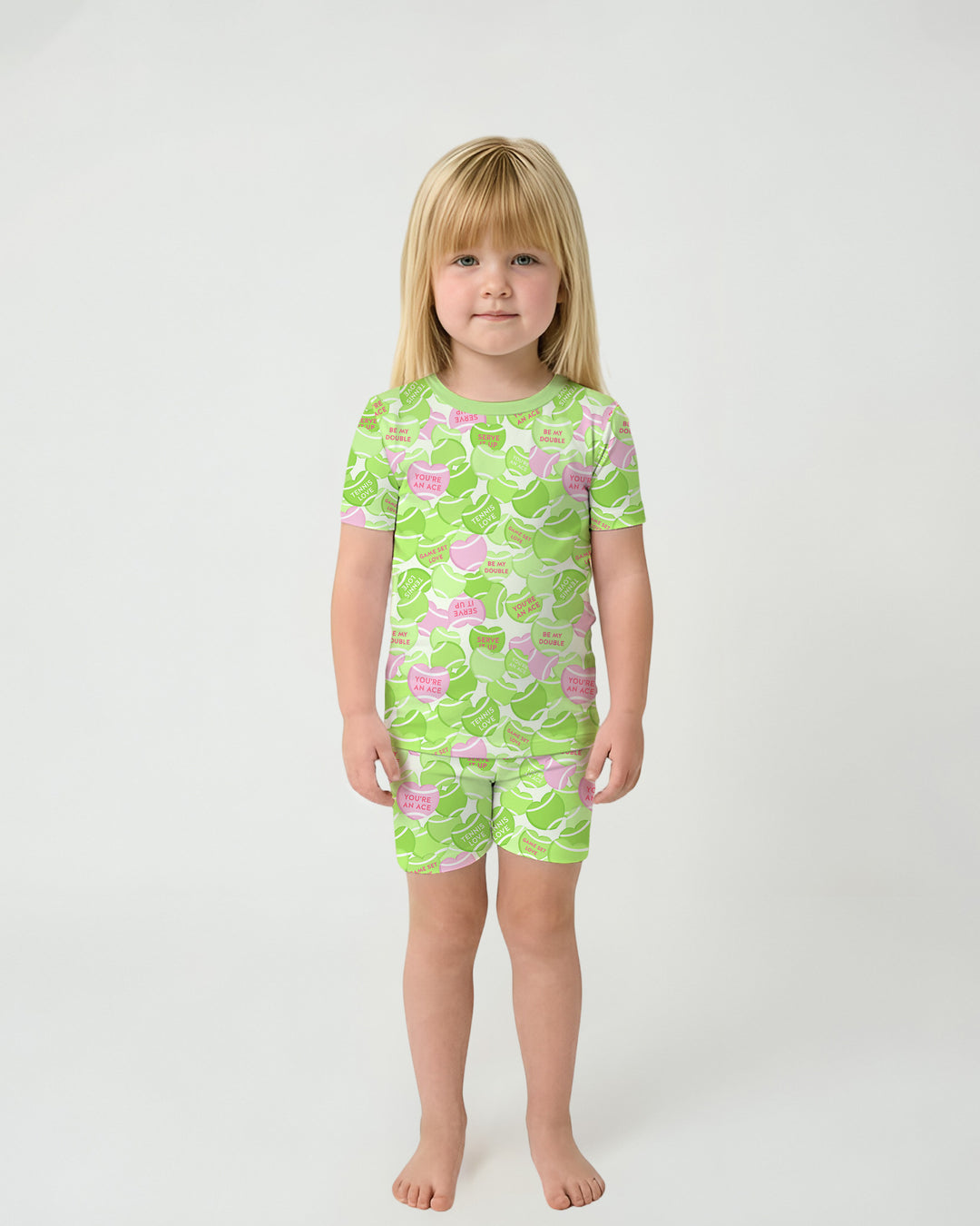 Tennis Candy Family Matching Bamboo Two Piece Short Sleeve Shorts Pajama Set