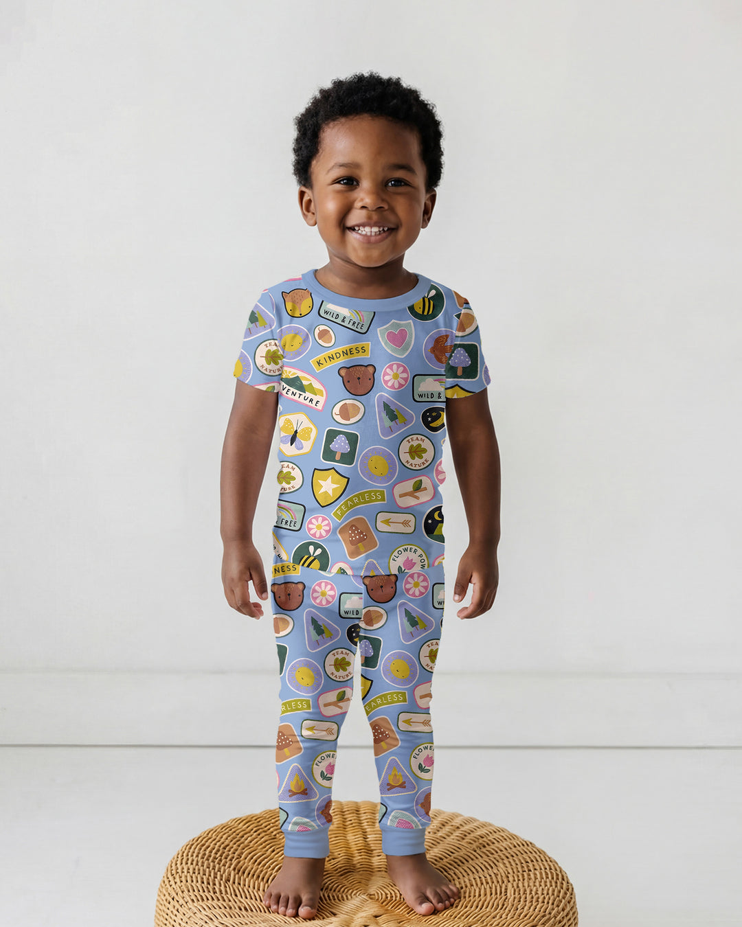 Conjunto de pijama de dos piezas de manga corta de bambú