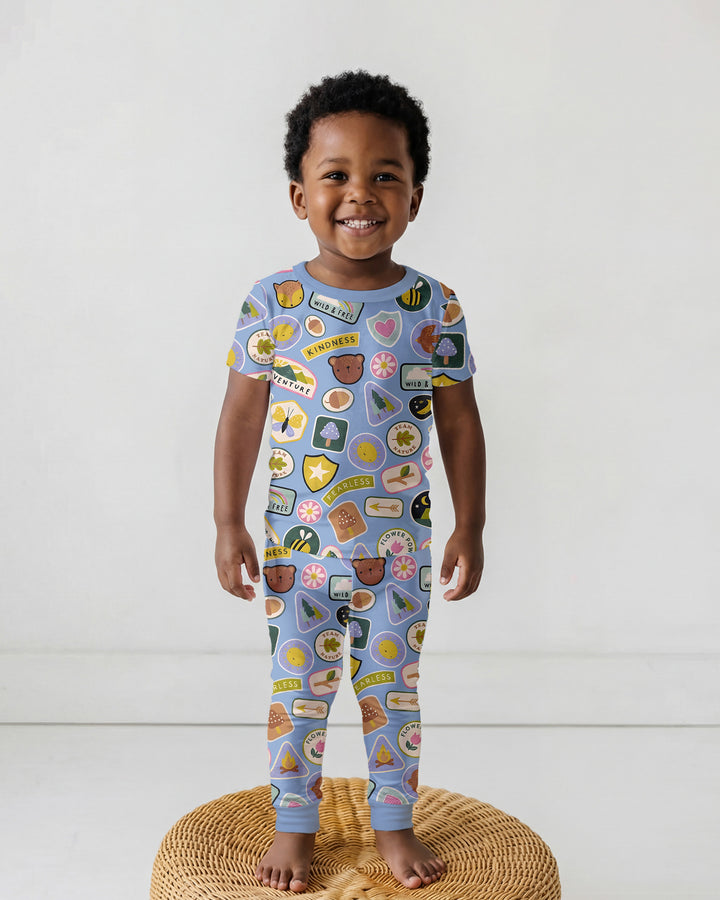 Conjunto de pijama de dos piezas de manga corta de bambú