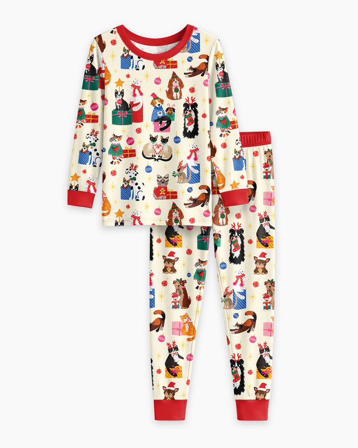 Christmas Paws Bamboo Two Piece Long Sleeve Pajama Set
