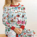 Santa's City Maps Two Piece Long Sleeve Pajama Set , Santa's City Maps Two Piece Long Sleeve Pajama Set - 12-18M / Green