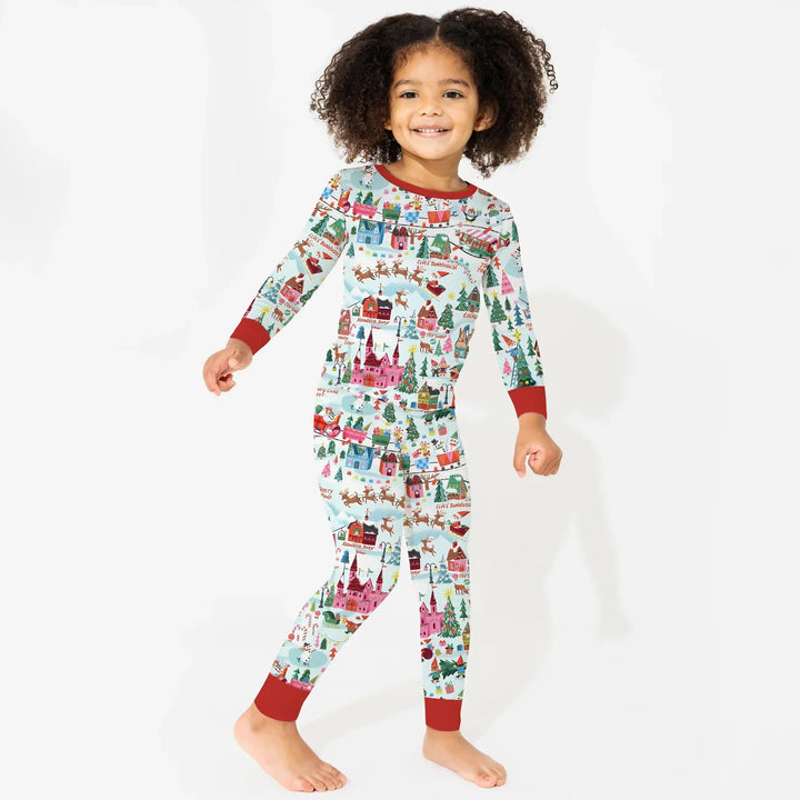 Santa's City Maps Two Piece Long Sleeve Pajama Set - Zumbamboo