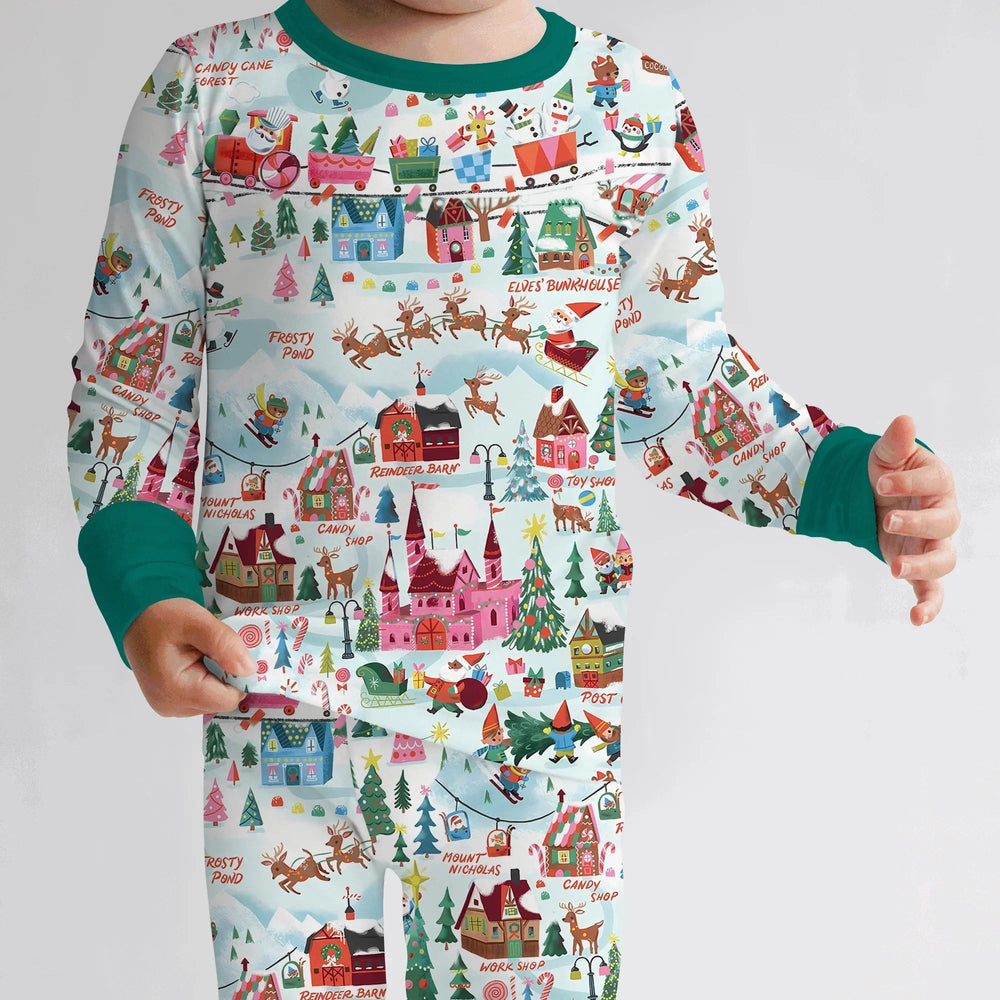 Santa's City Maps Two Piece Long Sleeve Pajama Set - Zumbamboo