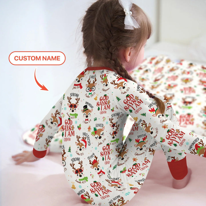 Santa’s Reindeer God Says I Am Custom Name Convertible Zippy - Zumbamboo