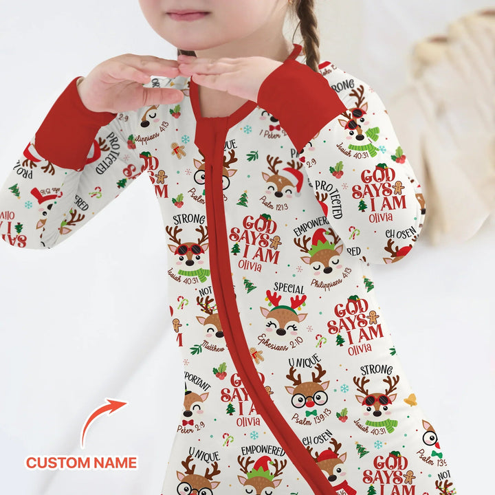 Santa’s Reindeer God Says I Am Custom Name Convertible Zippy - Zumbamboo