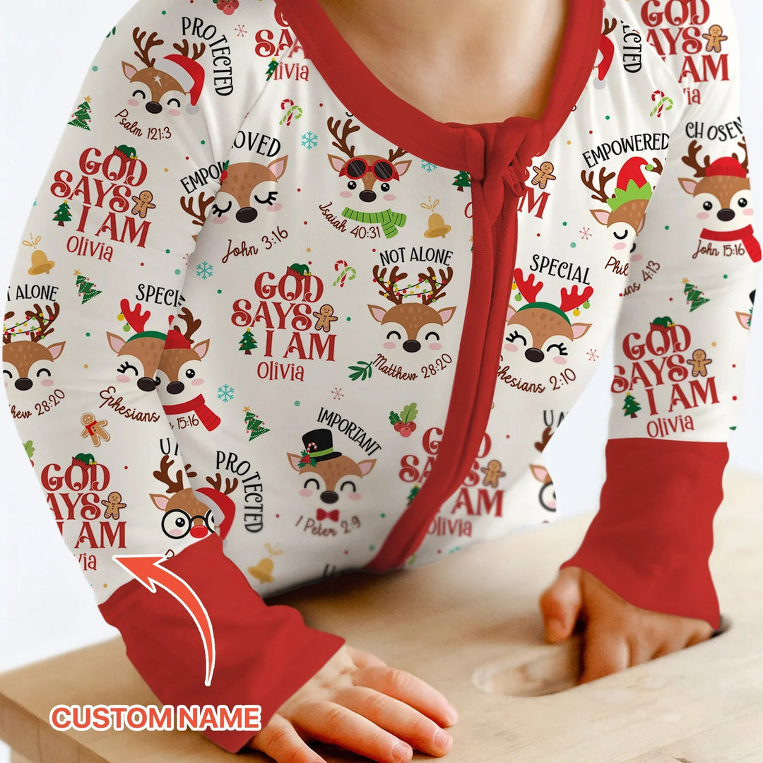 Santa’s Reindeer God Says I Am Custom Name Convertible Zippy - Zumbamboo