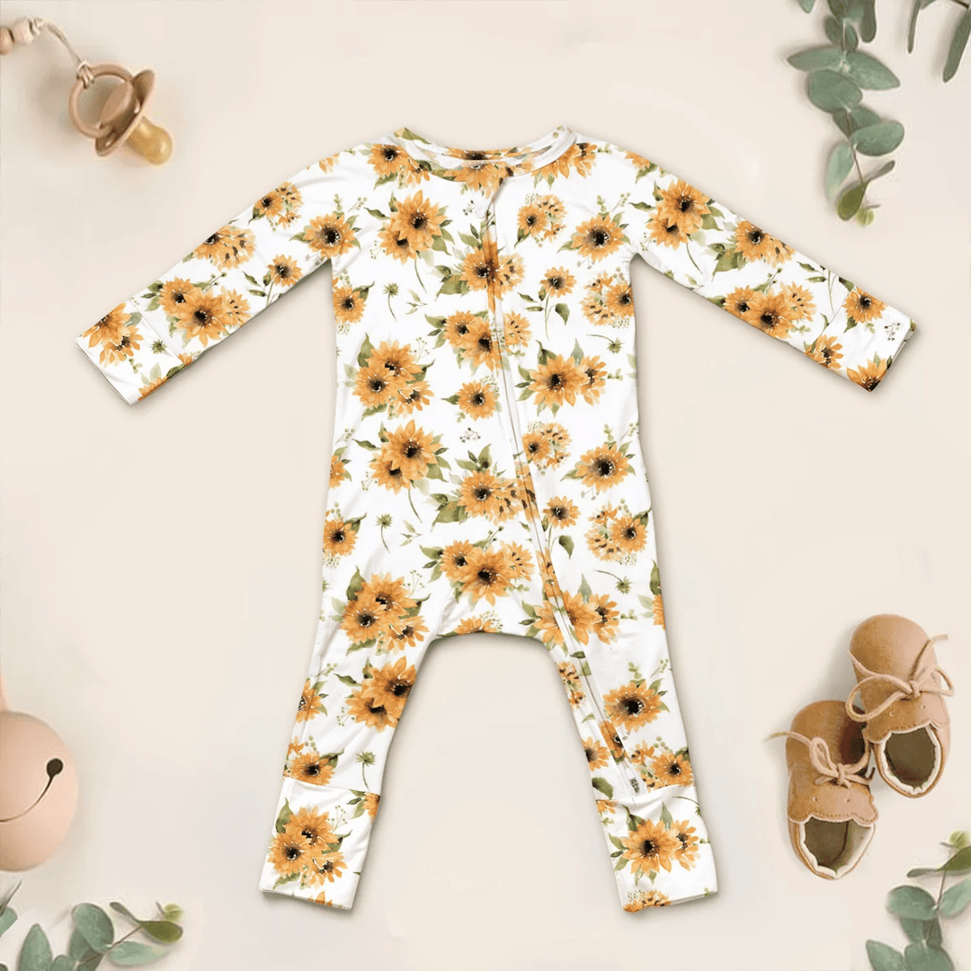Savannah's Sunflowers Convertible Zippered Romper - Zumbamboo