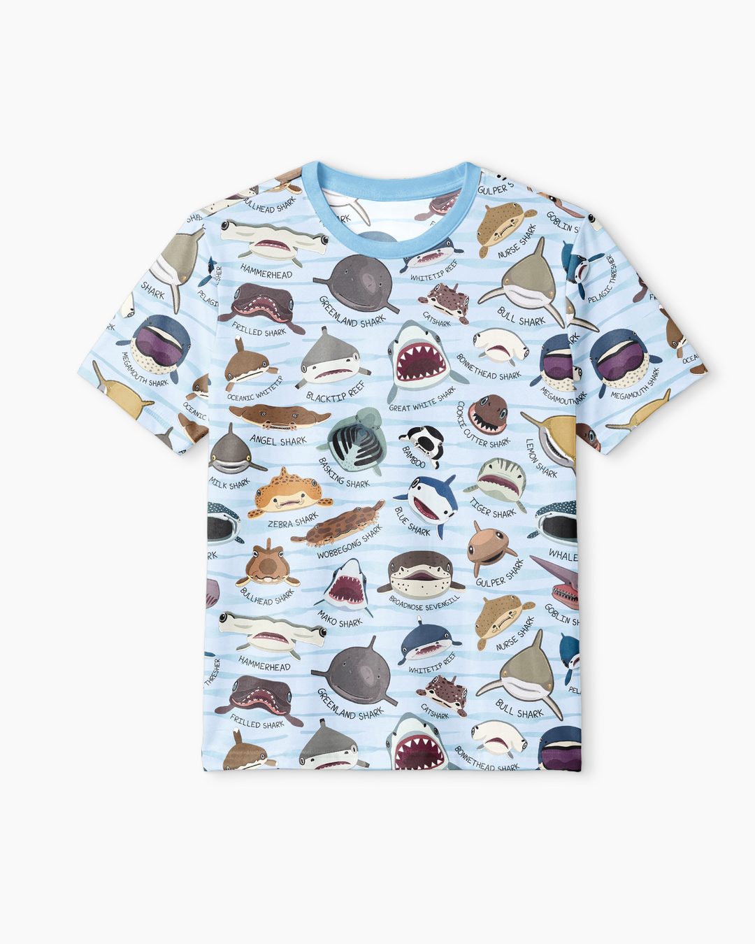 Shark Faces Bamboo Men Short Sleeve Short Pajama Set