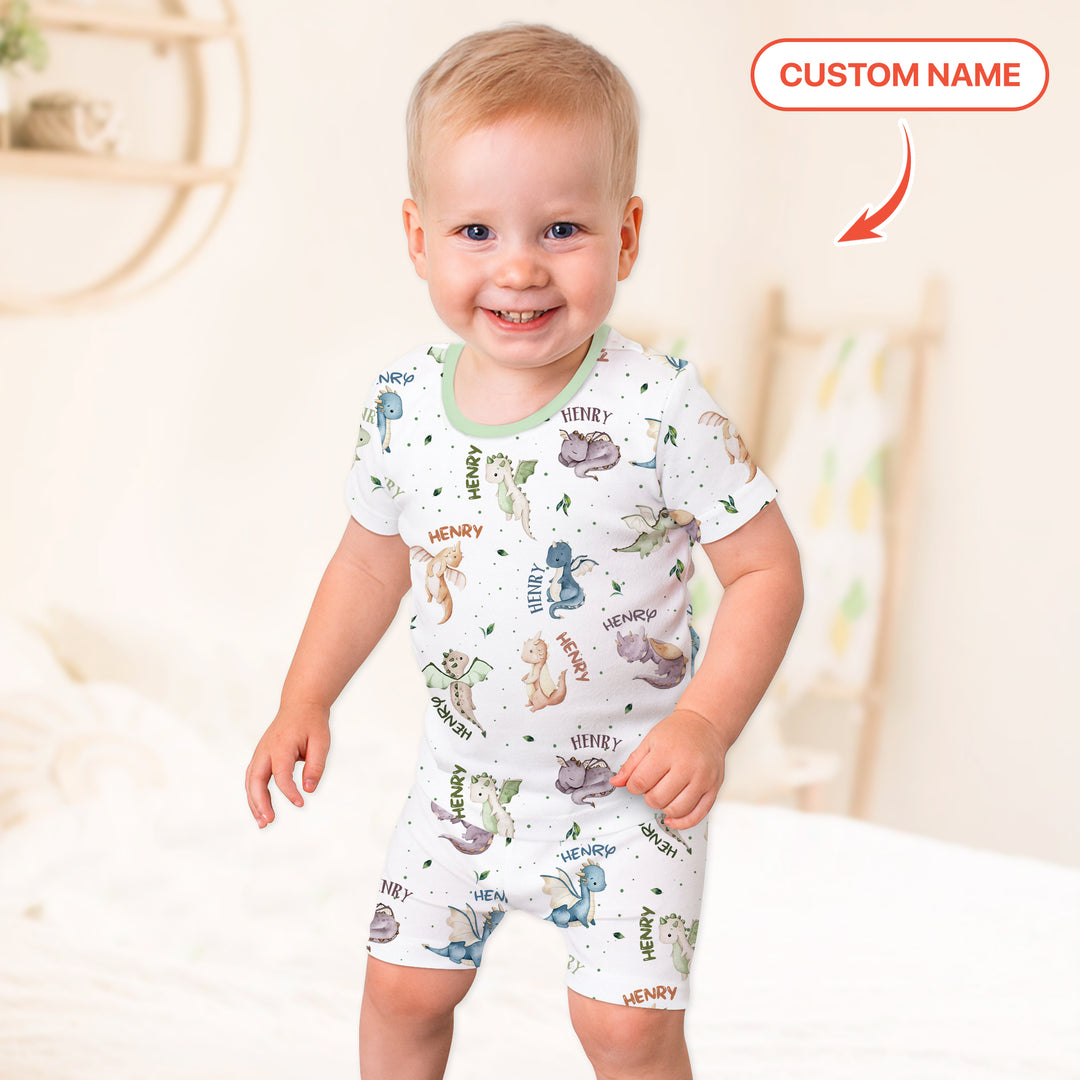 Sweet Baby Dragons Custom Name Two Piece Short Sleeve Shorts Pajama Set