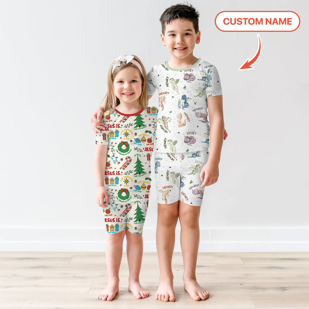 Sweet Baby Dragons Custom Name Two Piece Short Sleeve Shorts Pajama Set