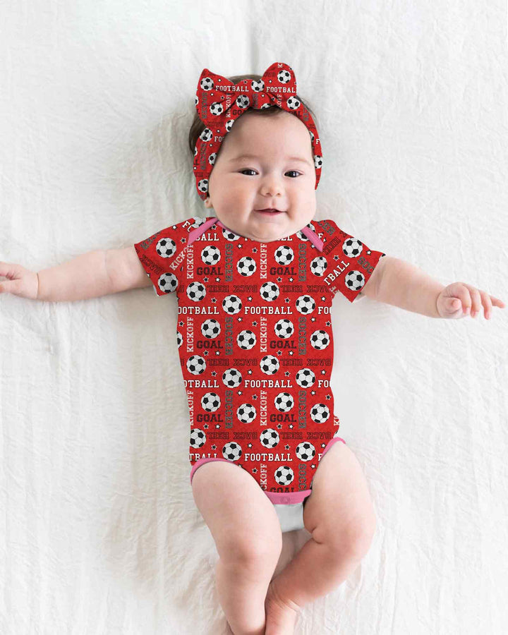 Red Soccer Ball Bamboo Bodysuit