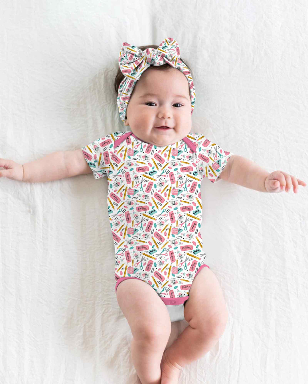 Pink Power School Supplies Bamboo Bodysuit