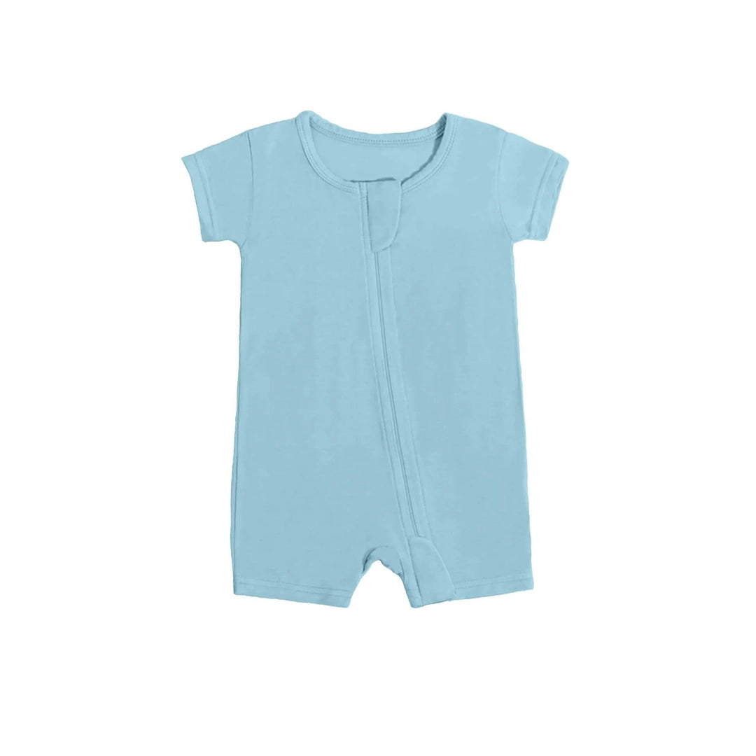 Shorty Zippered Romper in Light Blue - Zumbamboo
