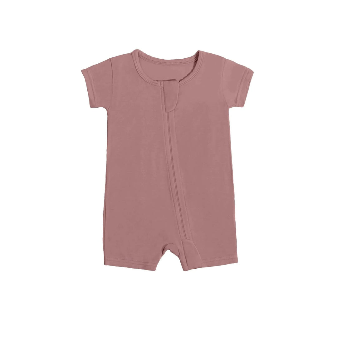 Shorty Zippered Romper in Rosy Brown - Zumbamboo