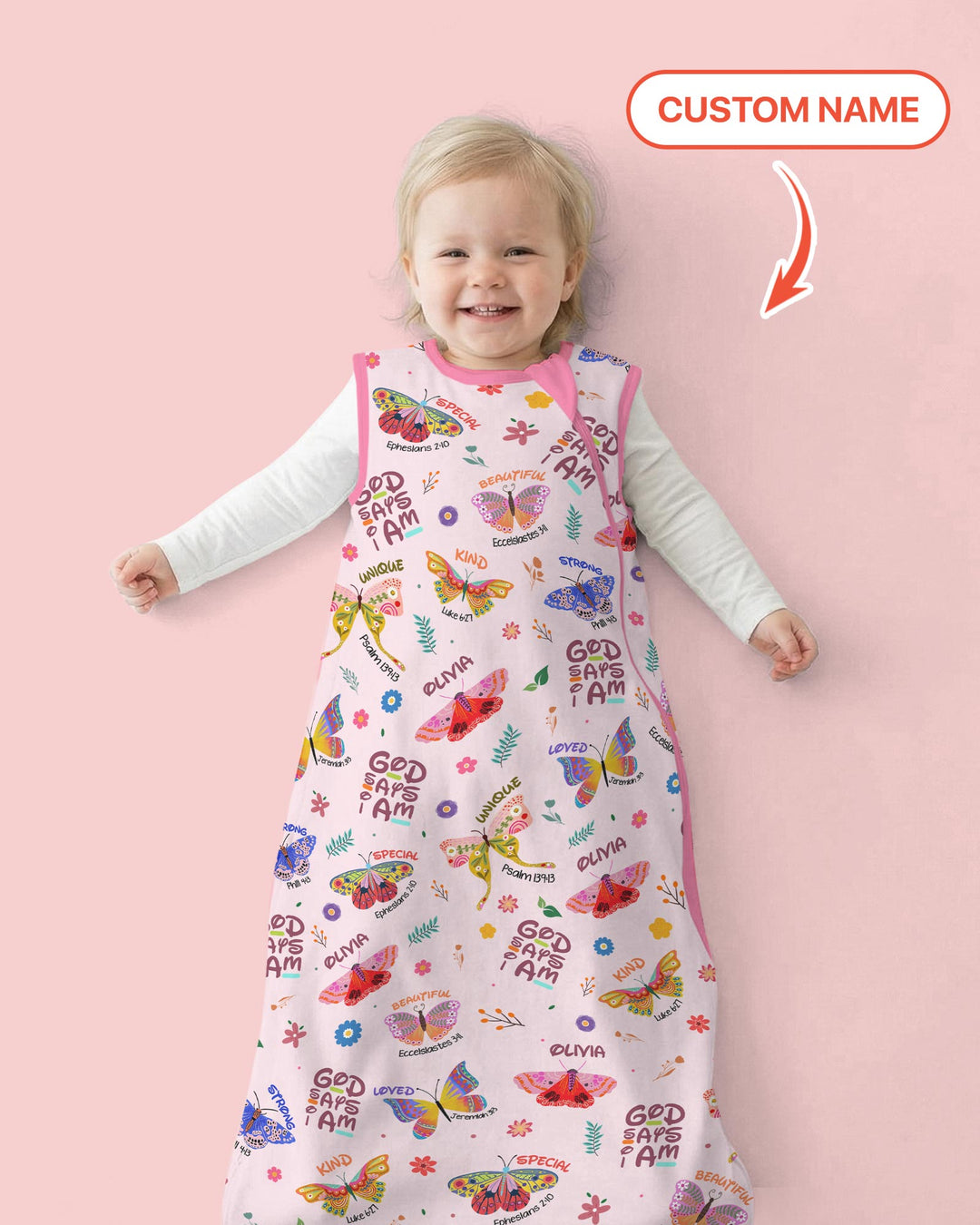 Custom Name God says I am Butterfly Sleep Bag