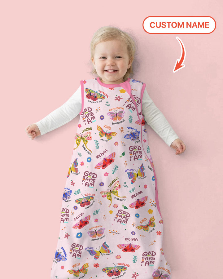 Custom Name God says I am Butterfly Sleep Bag