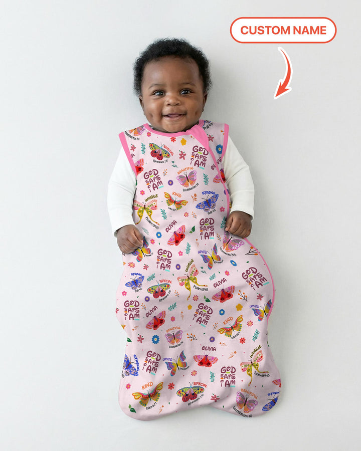 Custom Name God says I am Butterfly Sleep Bag