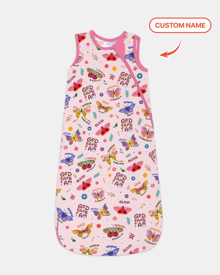 Custom Name God says I am Butterfly Sleep Bag