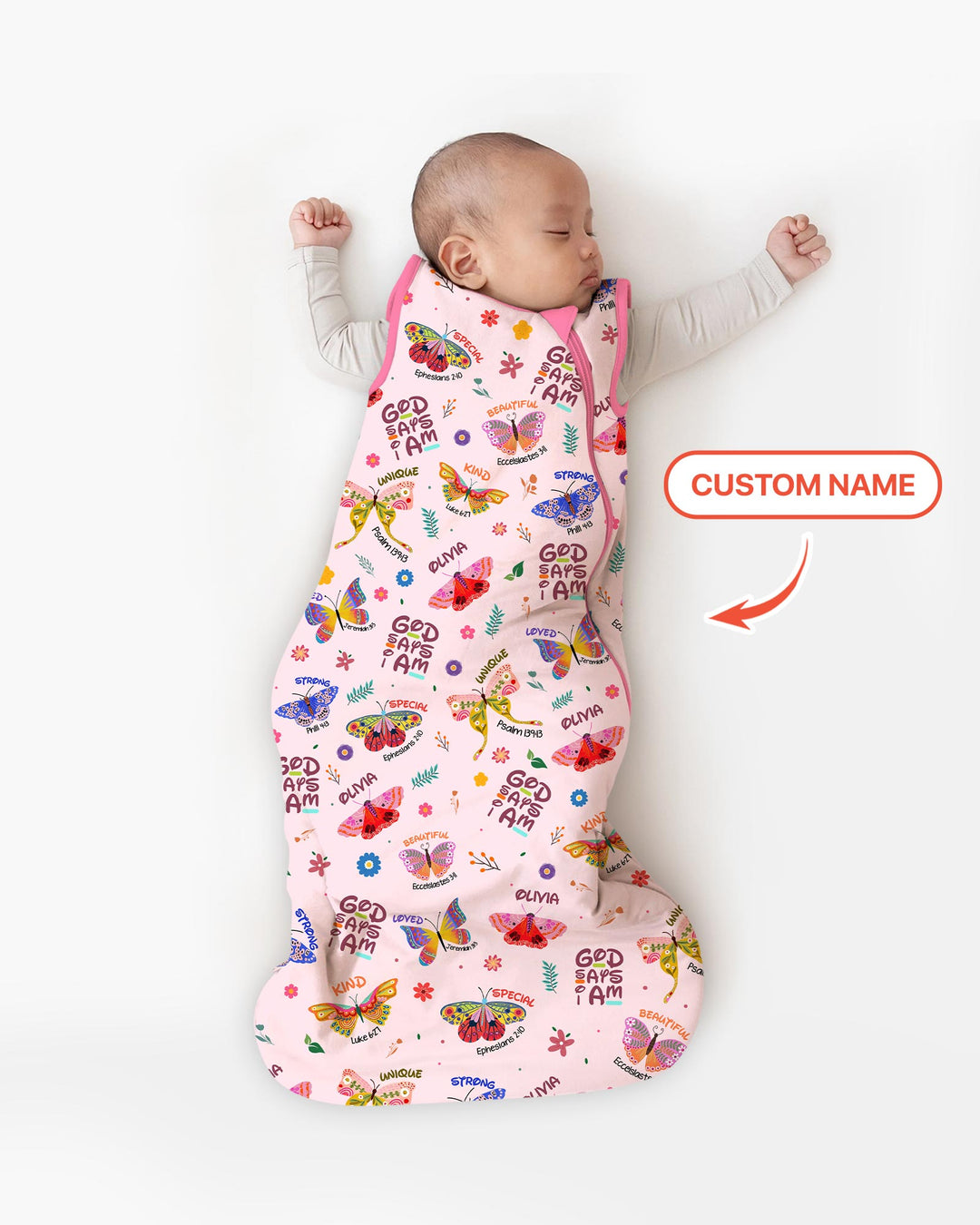 Custom Name God says I am Butterfly Sleep Bag